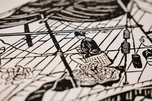 "Ao Yai Village" Linoldruck, limitierte Serie