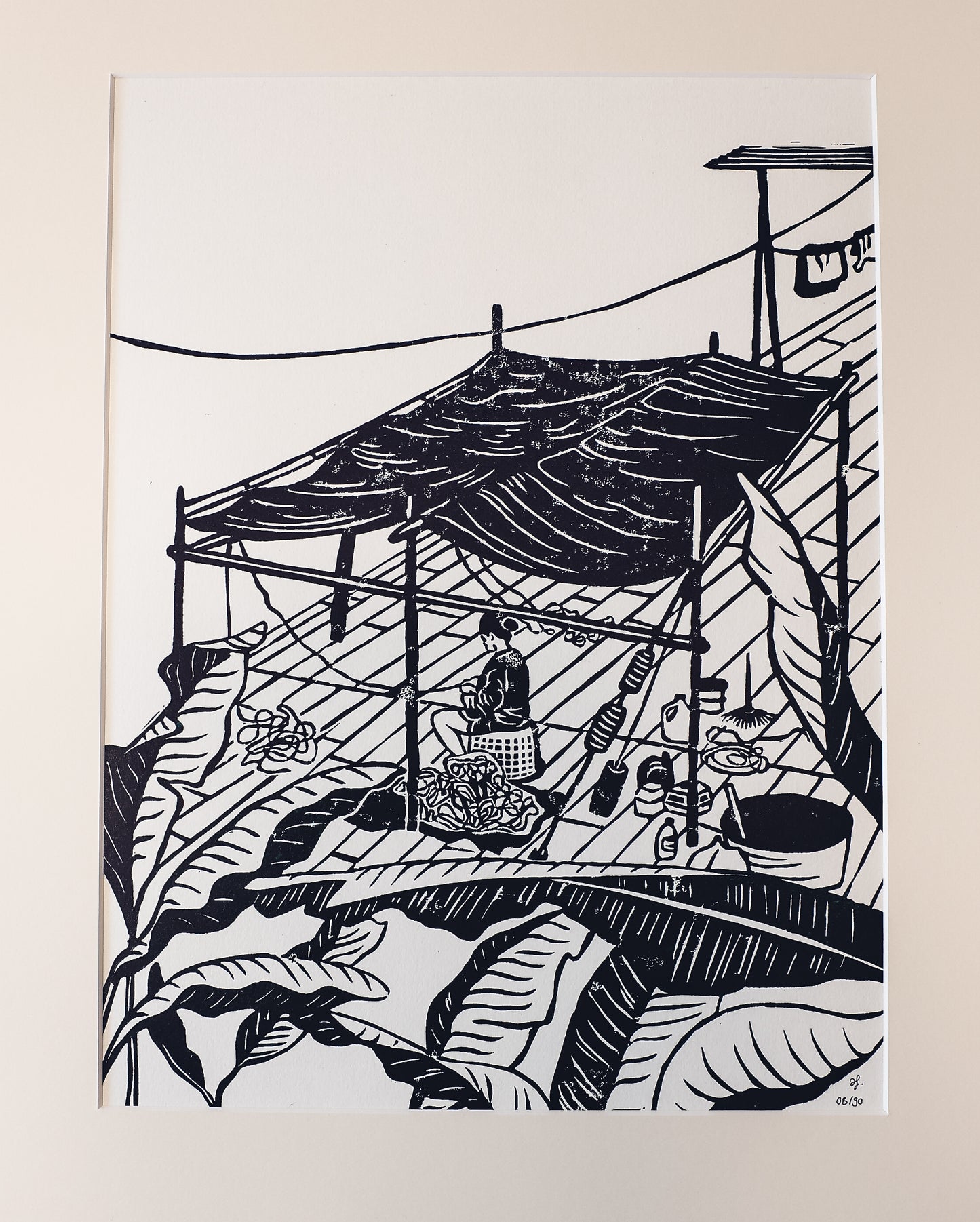 "Ao Yai Village" Linoldruck, limitierte Serie