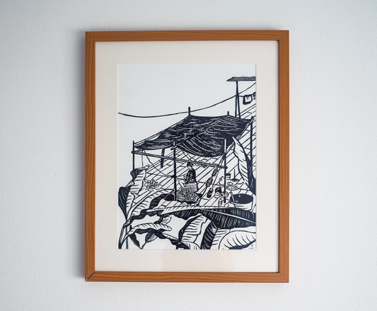 "Ao Yai Village" Linoldruck, limitierte Serie