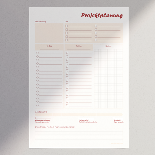 digitaler Projektplaner DIN A4 zum selbst ausdrucken, Farbe: Abricot
